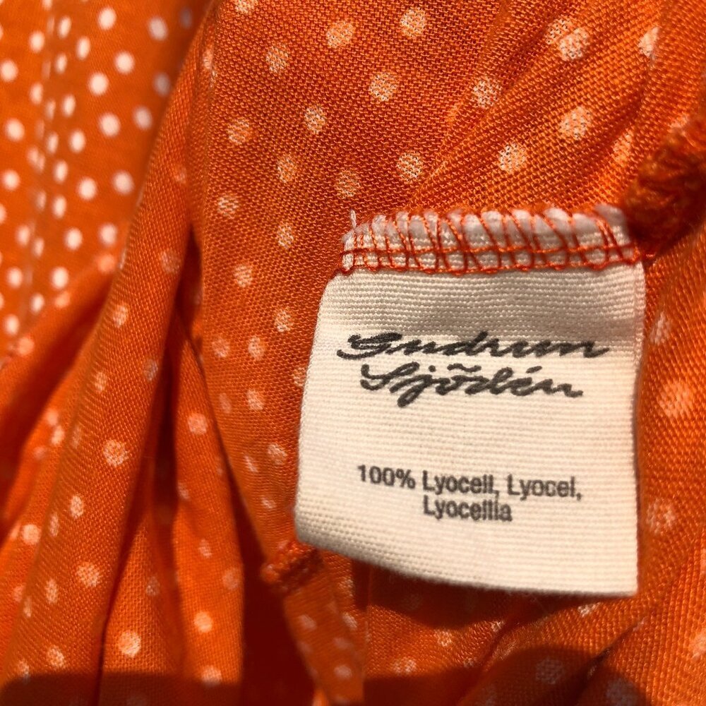 Gudrun Sjödén Medium Orange Polka Dot Dress White Sleeveless Tank Scoop pytte - Picture 7 of 8